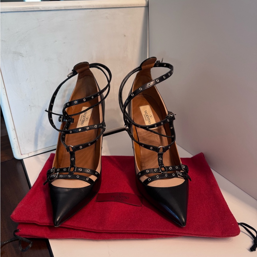 Valentino Black Strappy Women's Shoes